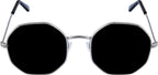 Unisex Black Silver Round Sunglass
