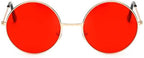 Unisex Red Silver Round Sunglass