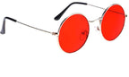 Unisex Red Silver Round Sunglass