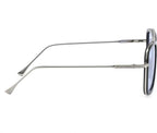 Unisex Blue Silver Retro Square Sunglass